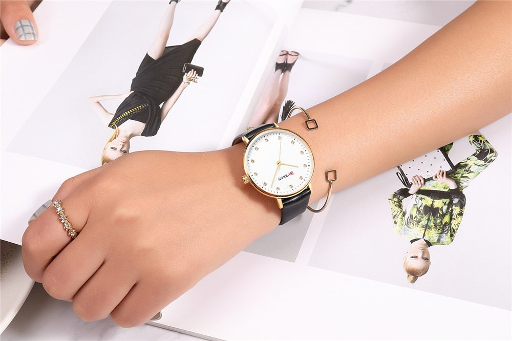 YSYH Fashion Leather Ladies Watches Analog Quartz Female Clock Luxury Women Rhinestone Watches Valentine Gifts