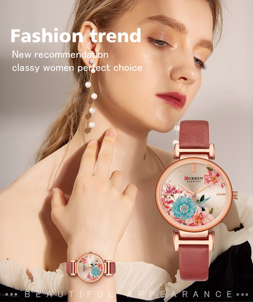 YSYH Leather Women Watch  Summer Quartz Ladies Wristwatch Relojes Female Clock Fashion Flower Dial Reloj Mujer