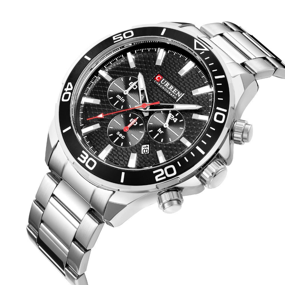 Mens Watches  Luxury  Quartz Stainless Steel Wristwatch YSYH Chronograph and Date