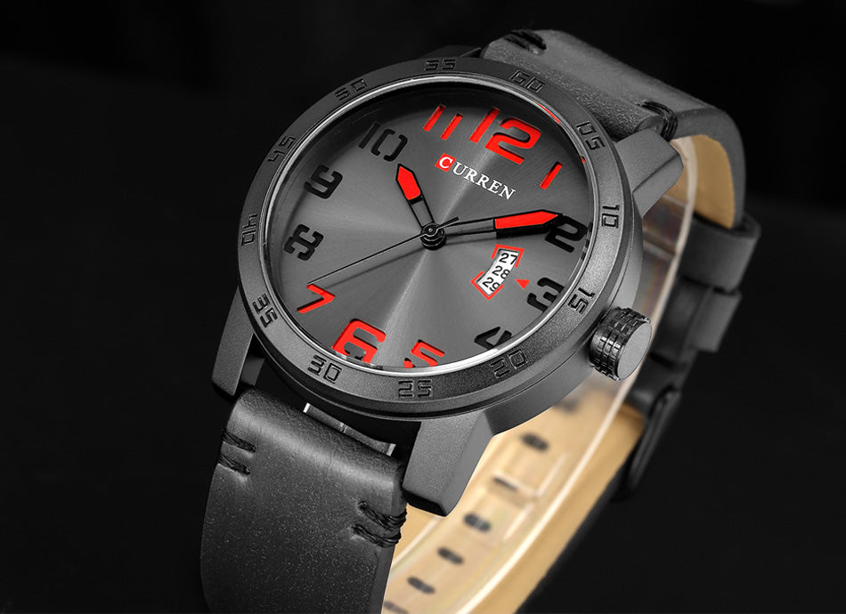 YSYH Leather Strap Quartz-Watches Sport Men's Wristwatch Calendar Casual Male Clock