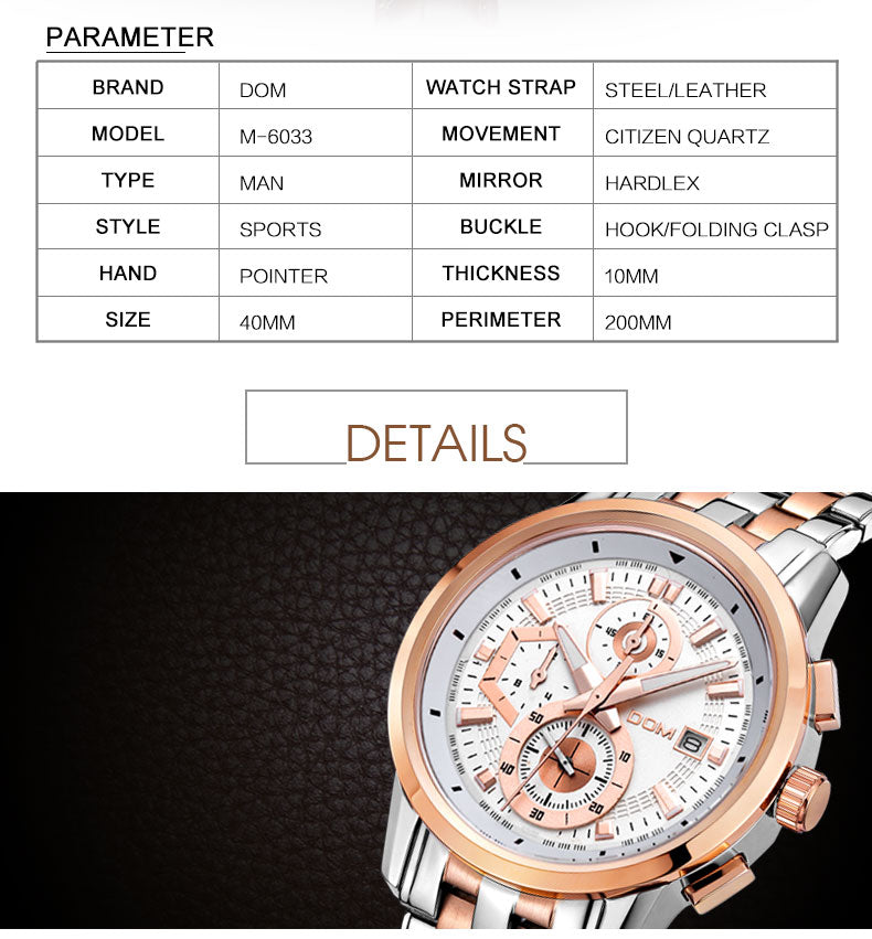 YSYH High quality Movement Men's Sports Waterproof Watch Stopwatch countdown Calendar Multi-function Casual Quartz Wristwatch