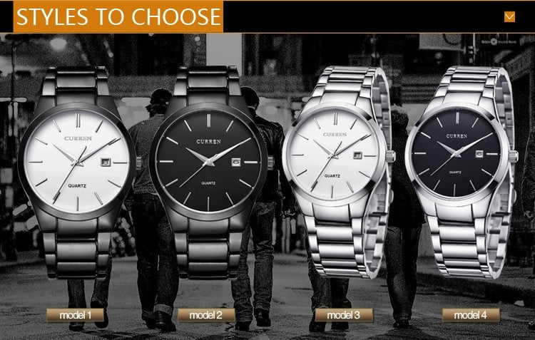 YSYH Luxury Classic  Men Watches Display Date Quartz-watch Male Wristwatch Full Steel Clock