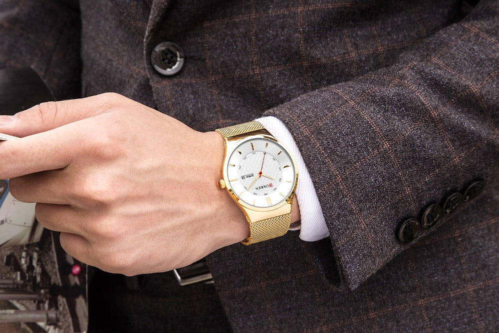 Men Simple Watch  Man Fashion Brand YSYH Casual Business Quartz Wristwatch With Week and Date Steel Mesh Relojes Hombre