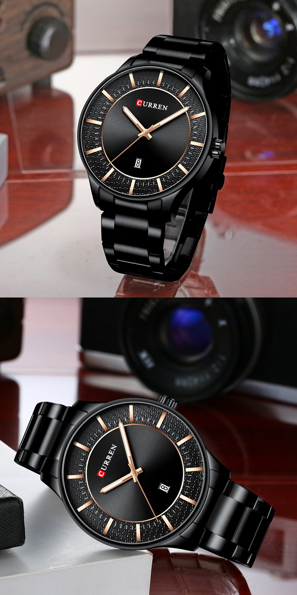 YSYH Luxury Gold Quartz Watches Men Stainless Steel Strap Wristwatch  Auto Date Clock Male Classic Watch