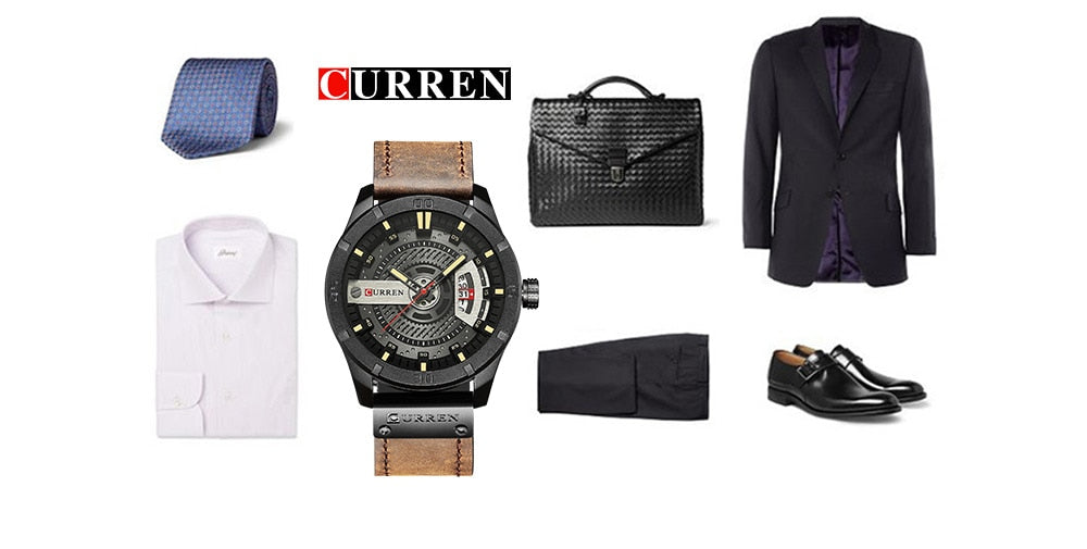 YSYH Men's Sports Quartz-Watches Calendar Leather Strap Waterproof Wristwatch Male Clock Montre Homme