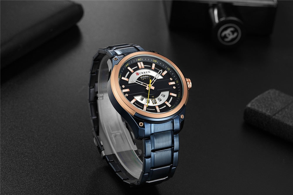 YSYH Watches Mens Stainless Steel Quartz Wristwatch With Calendar Casual Male Clock 30M Waterproof