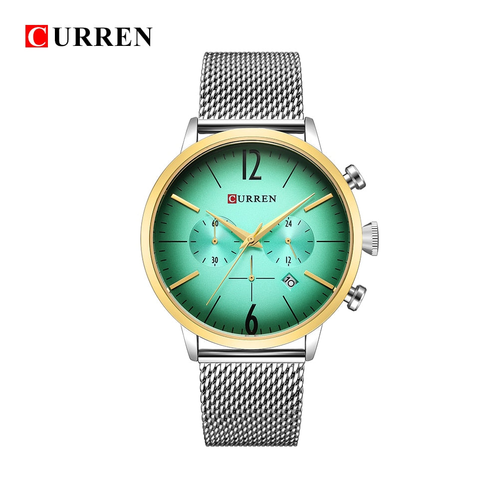YSYH Mens Sport Watches Creative Design Chronograph Quartz Wristwatch Steel Band Date Clock