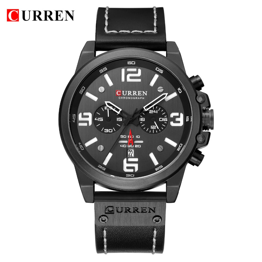 YSYH  Luxury Quartz Mens Wristwatches Leather Military Date Male Clock