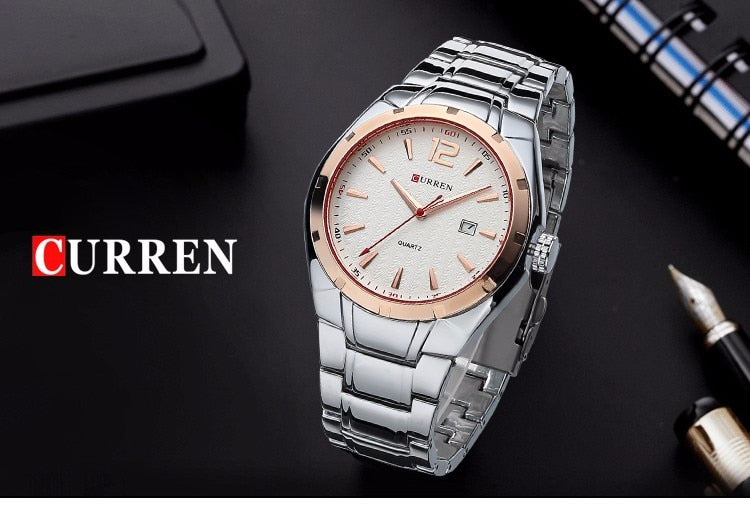 YSYH &Casual Date Men Watches Steel Band Quartz Waterproof Wristwatches erkek kol saat