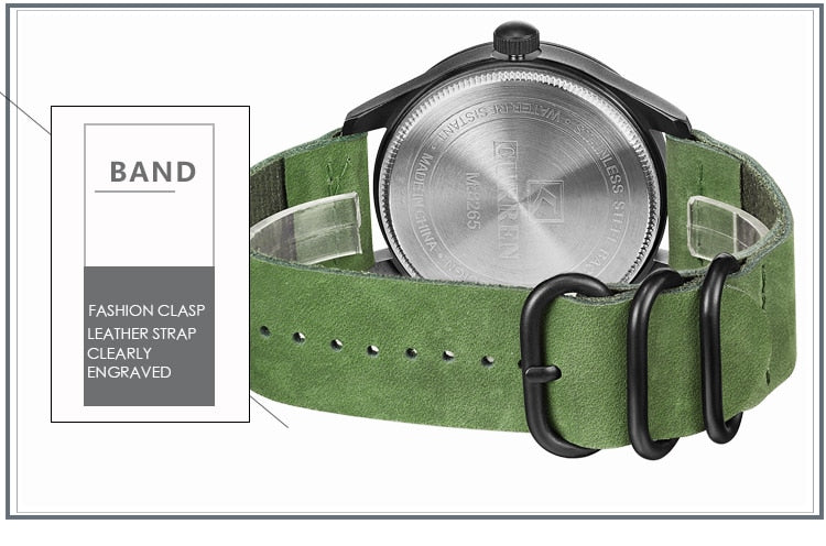 YSYH Brand Luxury Casual Military Quartz Watch Men Wristwatch Leather Strap Calendar erkek kol saati
