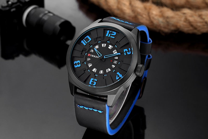 YSYH Luxury Brand Sports Wristwatch Display Date Men's Quartz Watch Leather Strap Waterproof Male Clock