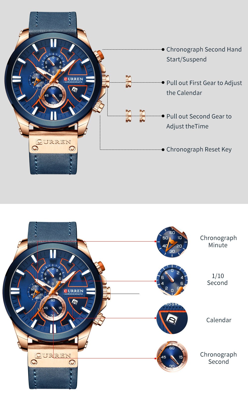 Men Watch Wrist YSYH  Luxury Leather Quartz Clock  Chronograph Wristwatch