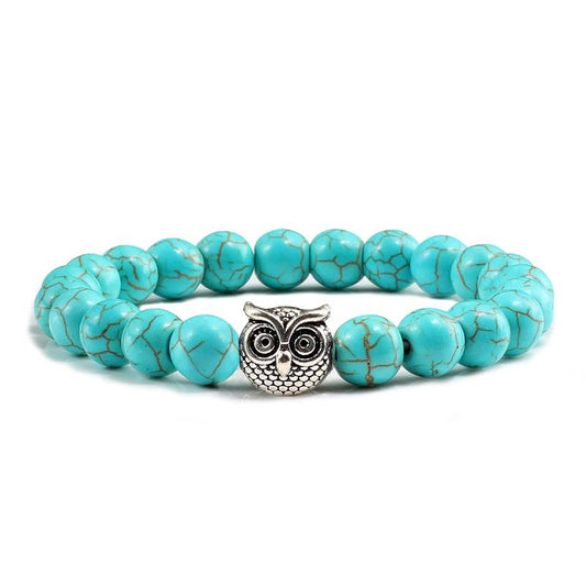 Sliver Owl Turquoises Bracelet-Bracelet-Rossny