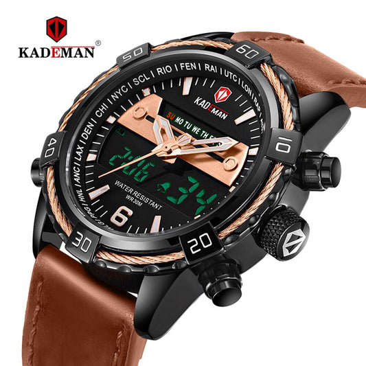 Luxury Male Watch with Alarm Clock Luminous Dial Digital Quartz Top Brand Man Watches  New Dual Display Men's Watch