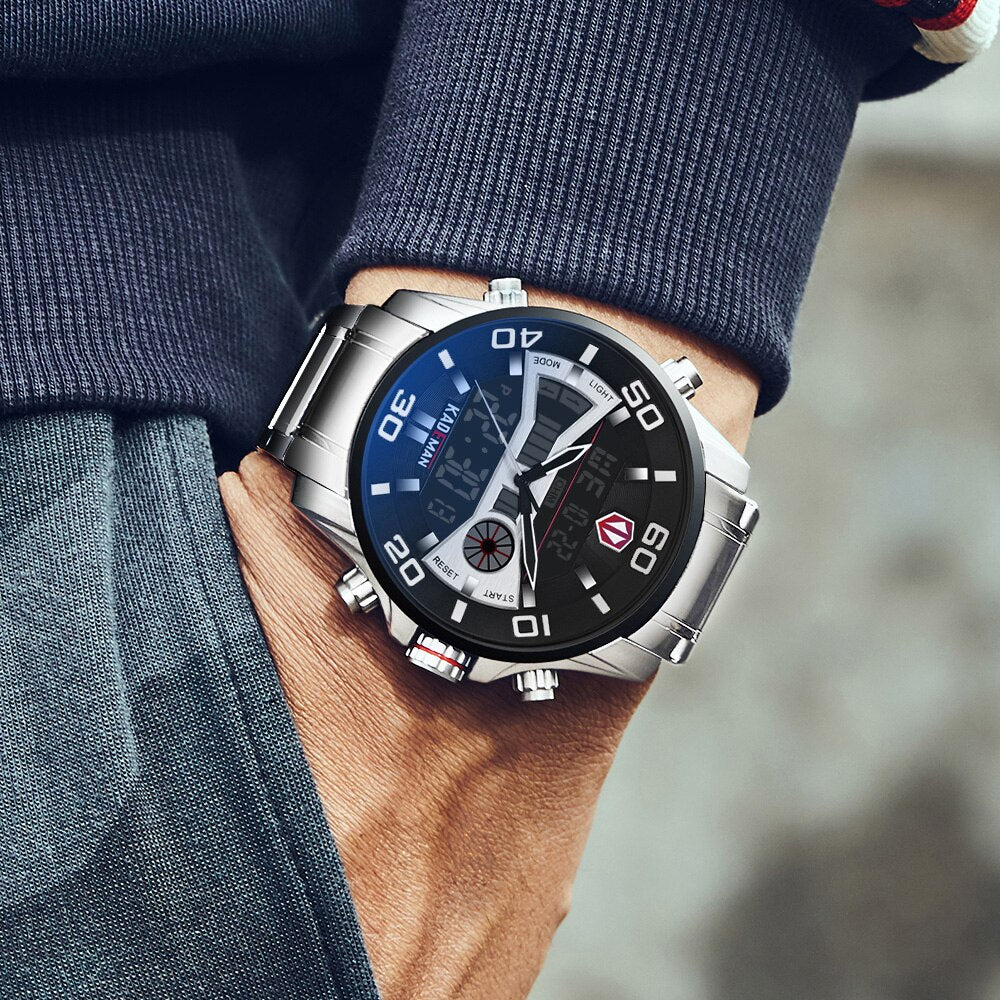 YSYH Men Army Sport Watches Male Military Stainless Quartz Clock Top Brand Mens LED Analog Digital Watch Relogio Masculino