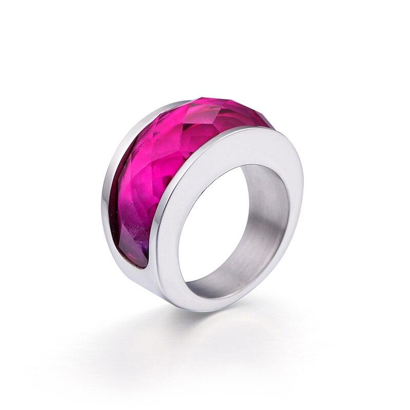 Rossny Wedding Crystal Party All Rings Gold/Silver Stainless Steel Colorful Stone Charm-Rossny