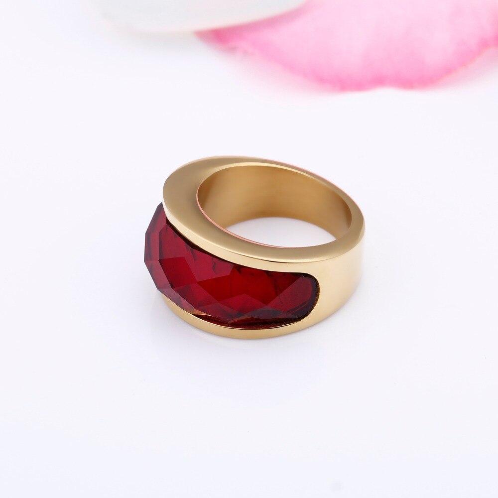 Rossny Wedding Crystal Party All Rings Gold/Silver Stainless Steel Colorful Stone Charm-Rossny