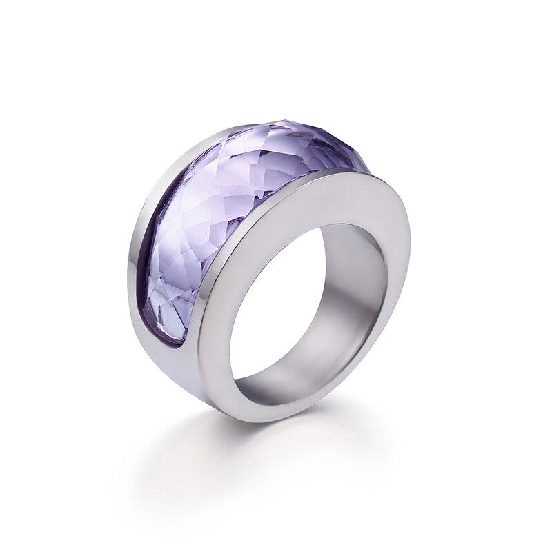 Rossny Wedding Crystal Party All Rings Gold/Silver Stainless Steel Colorful Stone Charm-Rossny