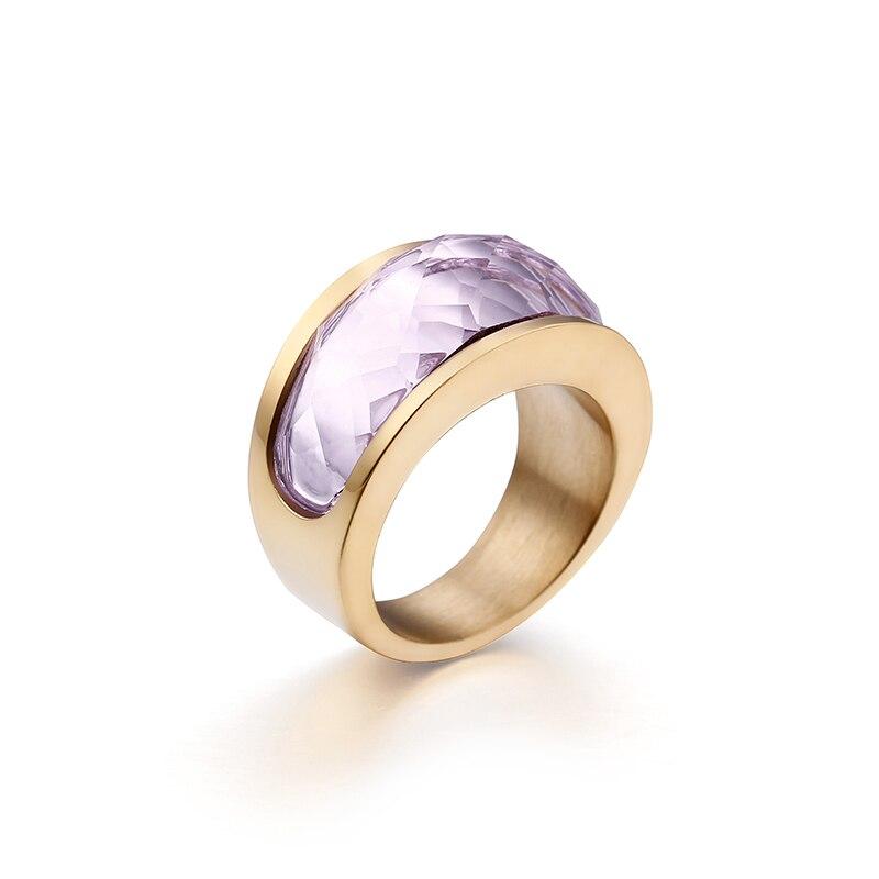 Rossny Wedding Crystal Party All Rings Gold/Silver Stainless Steel Colorful Stone Charm-Rossny