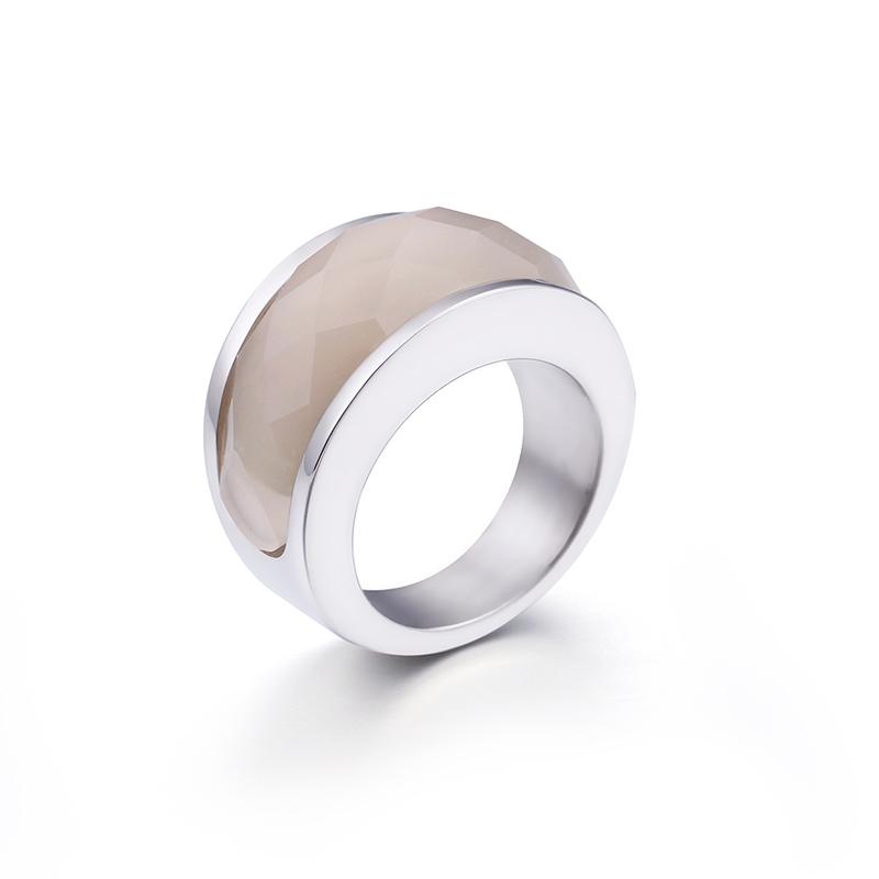 Rossny Wedding Crystal Party All Rings Gold/Silver Stainless Steel Colorful Stone Charm-Rossny
