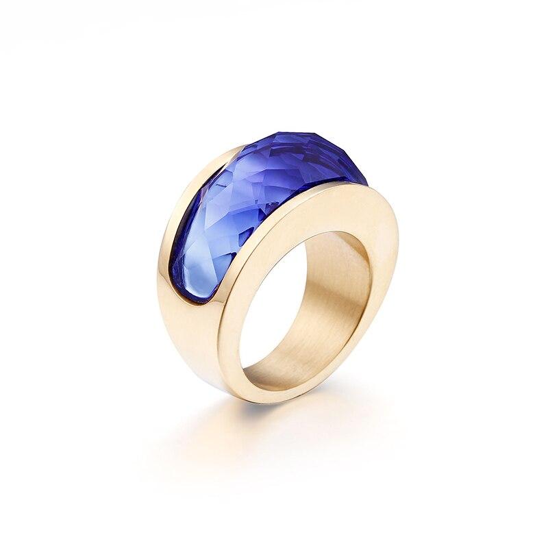 Rossny Wedding Crystal Party All Rings Gold/Silver Stainless Steel Colorful Stone Charm-Rossny