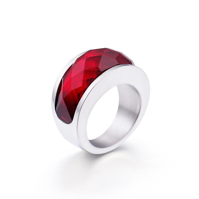 Rossny Wedding Crystal Party All Rings Gold/Silver Stainless Steel Colorful Stone Charm-Rossny