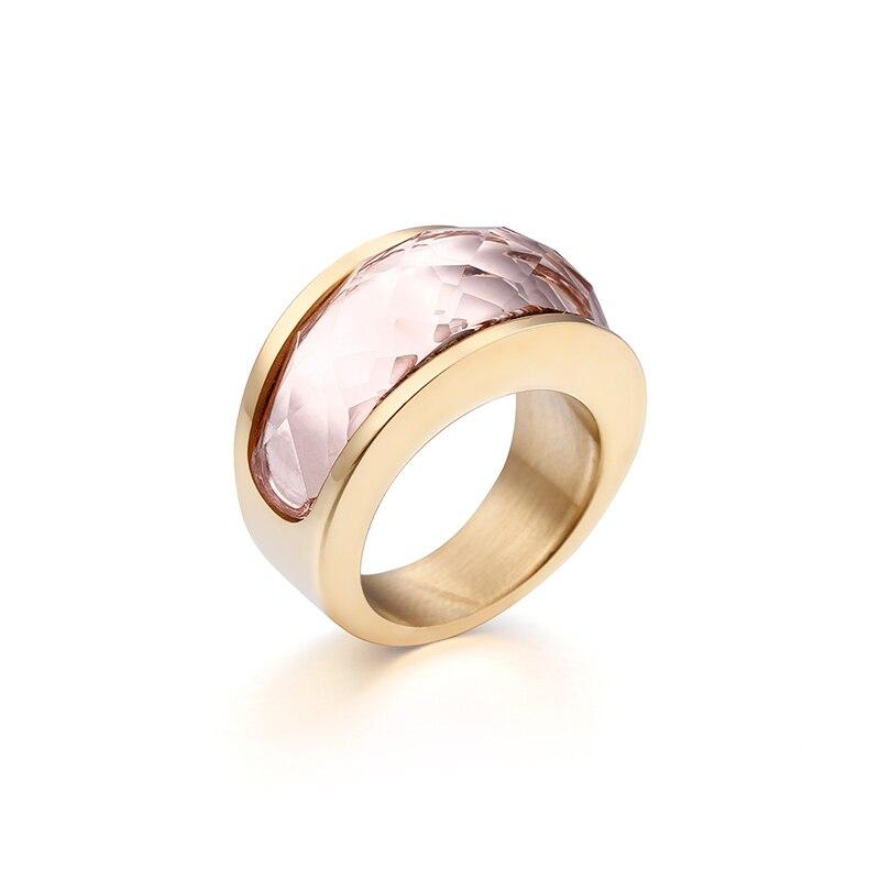 Rossny Wedding Crystal Party All Rings Gold/Silver Stainless Steel Colorful Stone Charm-Rossny