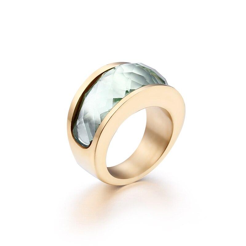 Rossny Wedding Crystal Party All Rings Gold/Silver Stainless Steel Colorful Stone Charm-Rossny