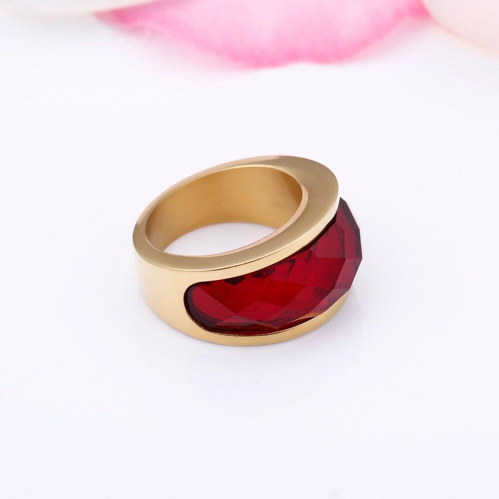 Rossny Wedding Crystal Party All Rings Gold/Silver Stainless Steel Colorful Stone Charm-Rossny