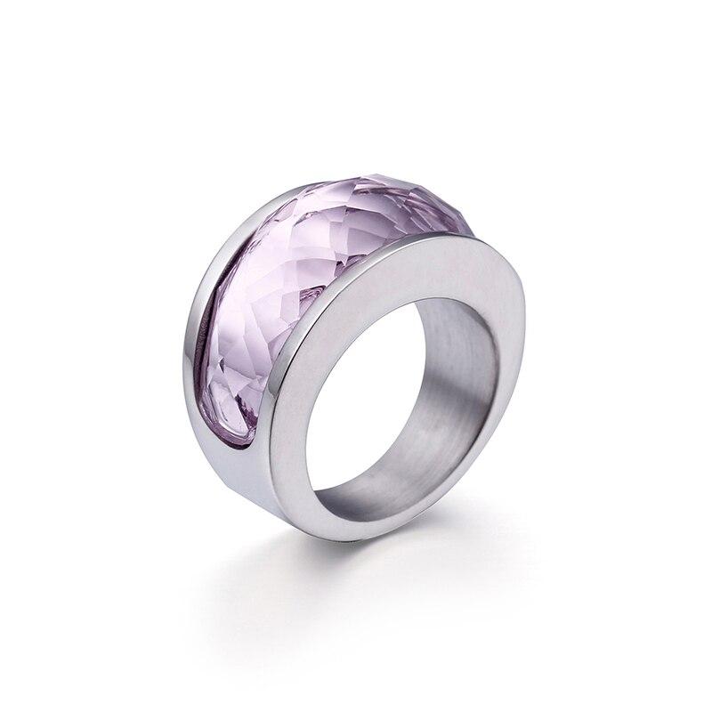 Rossny Wedding Crystal Party All Rings Gold/Silver Stainless Steel Colorful Stone Charm-Rossny