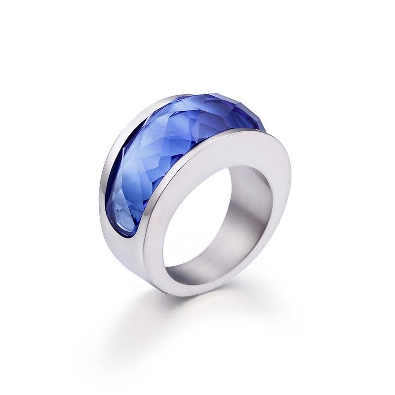 Rossny Wedding Crystal Party All Rings Gold/Silver Stainless Steel Colorful Stone Charm-Rossny