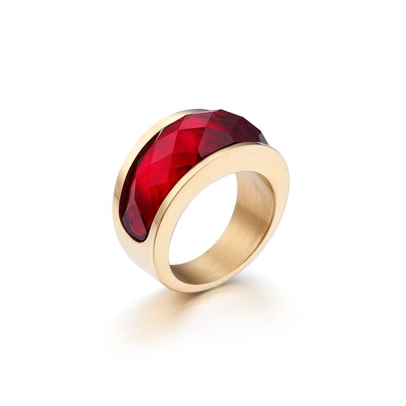 Rossny Wedding Crystal Party All Rings Gold/Silver Stainless Steel Colorful Stone Charm-Rossny