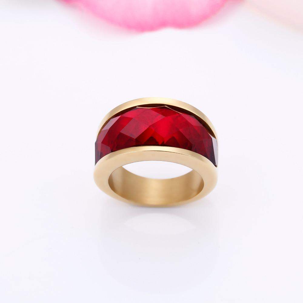 Rossny Wedding Crystal Party All Rings Gold/Silver Stainless Steel Colorful Stone Charm-Rossny