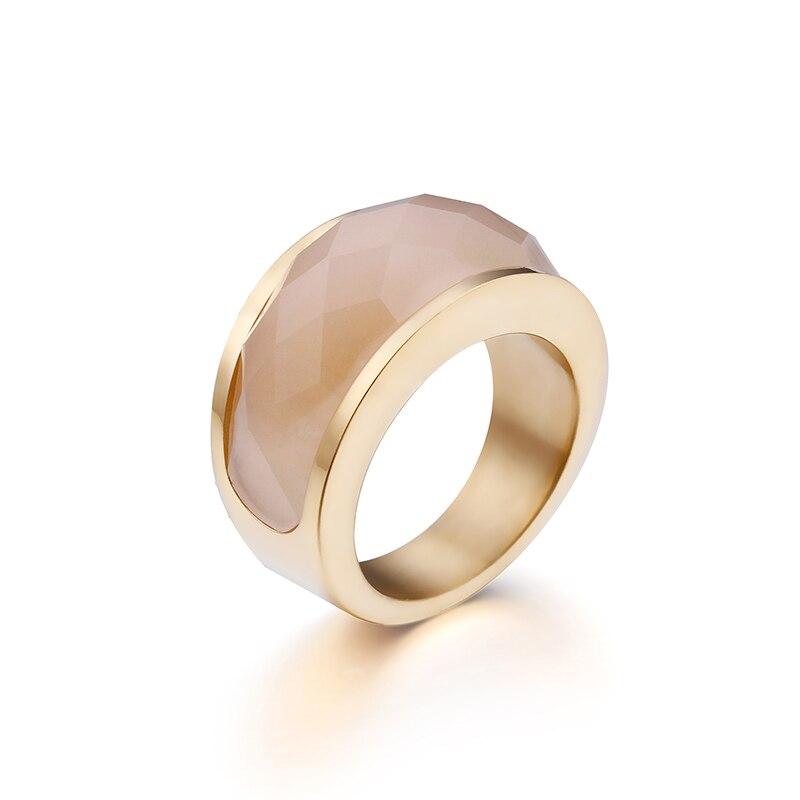 Rossny Wedding Crystal Party All Rings Gold/Silver Stainless Steel Colorful Stone Charm-Rossny