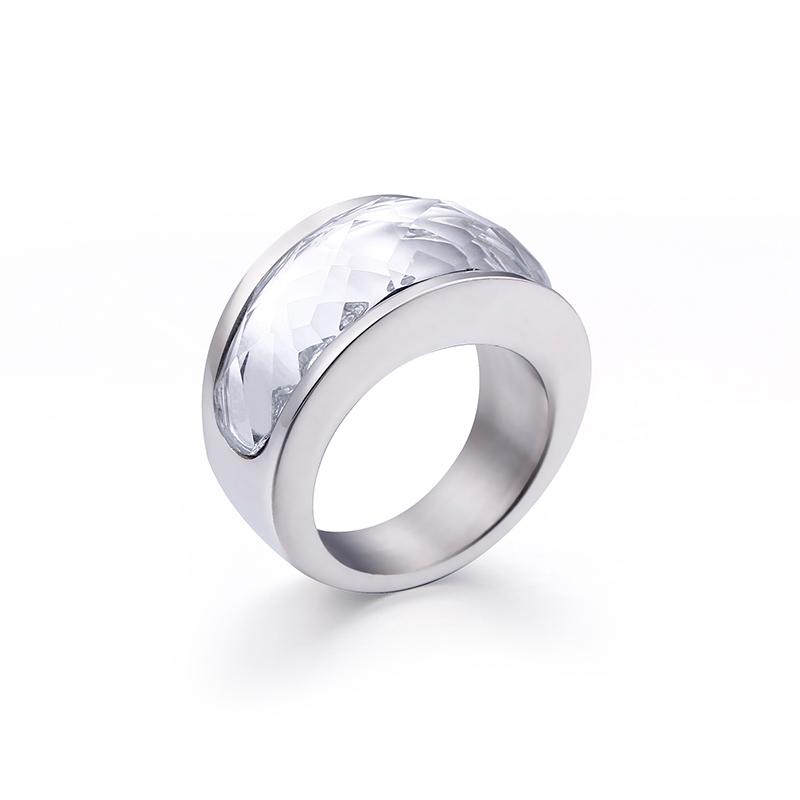 Rossny Wedding Crystal Party All Rings Gold/Silver Stainless Steel Colorful Stone Charm-Rossny