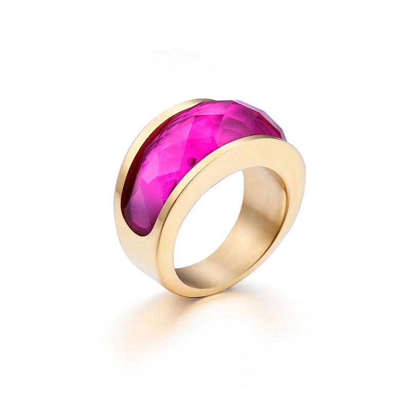 Rossny Wedding Crystal Party All Rings Gold/Silver Stainless Steel Colorful Stone Charm-Rossny