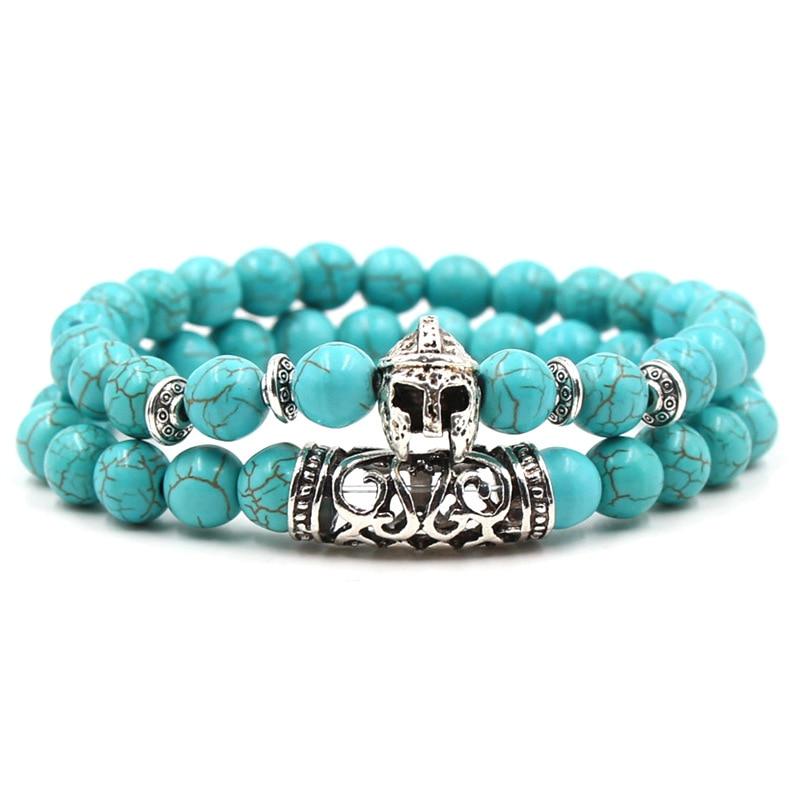 Silver Buddha Lava Skeleton Turquoises Beads Bracelet-Bracelet-Rossny