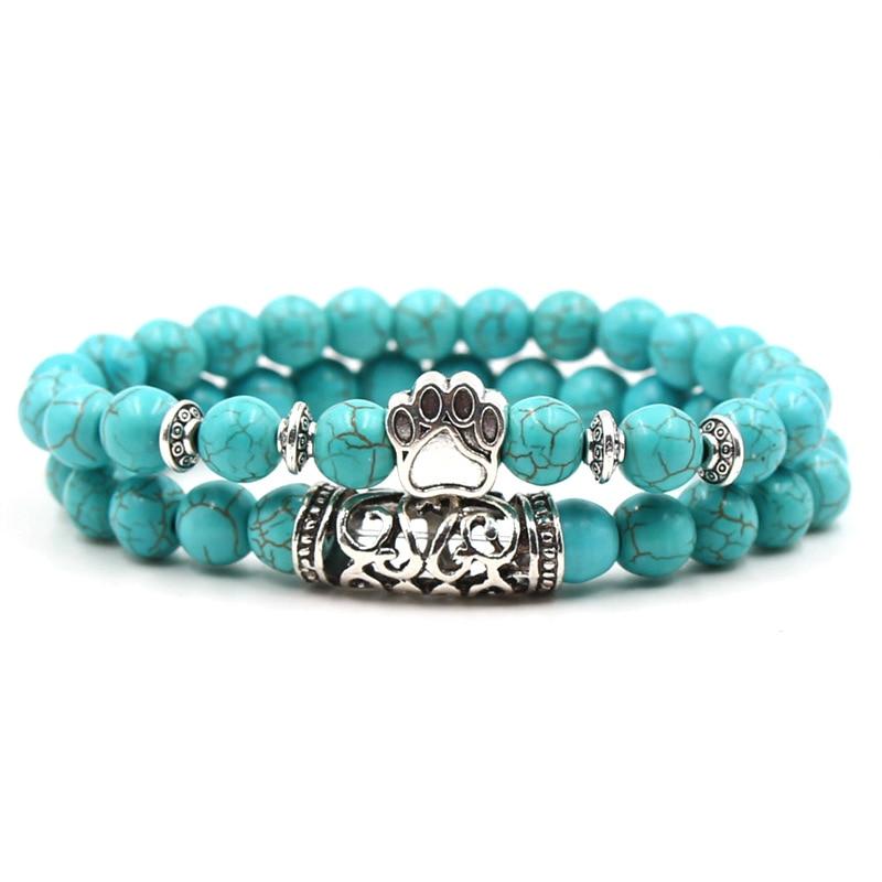 Silver Buddha Lava Skeleton Turquoises Beads Bracelet-Bracelet-Rossny