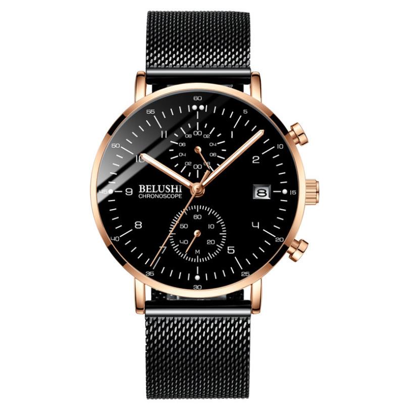 YSYH Man Watches Waterproof Sport Wrist Watch Clock Male Leather Strap Chronograph Men Gift Minimalist Watch