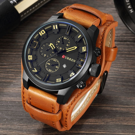 Luxury Brand YSYH Military Sports Men Watch Quartz Date Clock Casual Leather Wrist Watch   8225