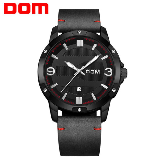 YSYH Men's Watch Waterproof Sports Casual Quartz Watch Men Leather Strap Luminous Pointer Multifunction Clock