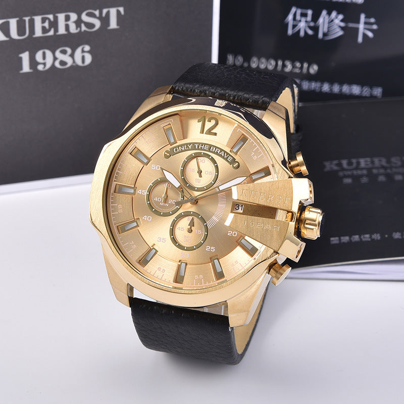 YSYH Mens Sport Watch Men Waterproof Quartz Watch Fashion Leather Strap Chronograph