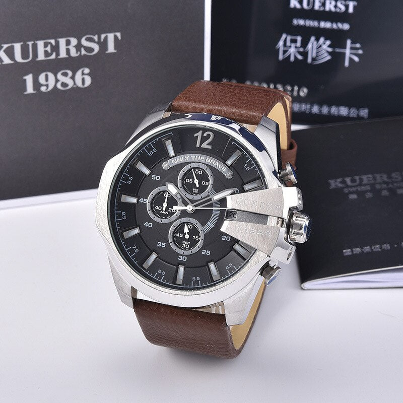 YSYH Mens Sport Watch Men Waterproof Quartz Watch Fashion Leather Strap Chronograph