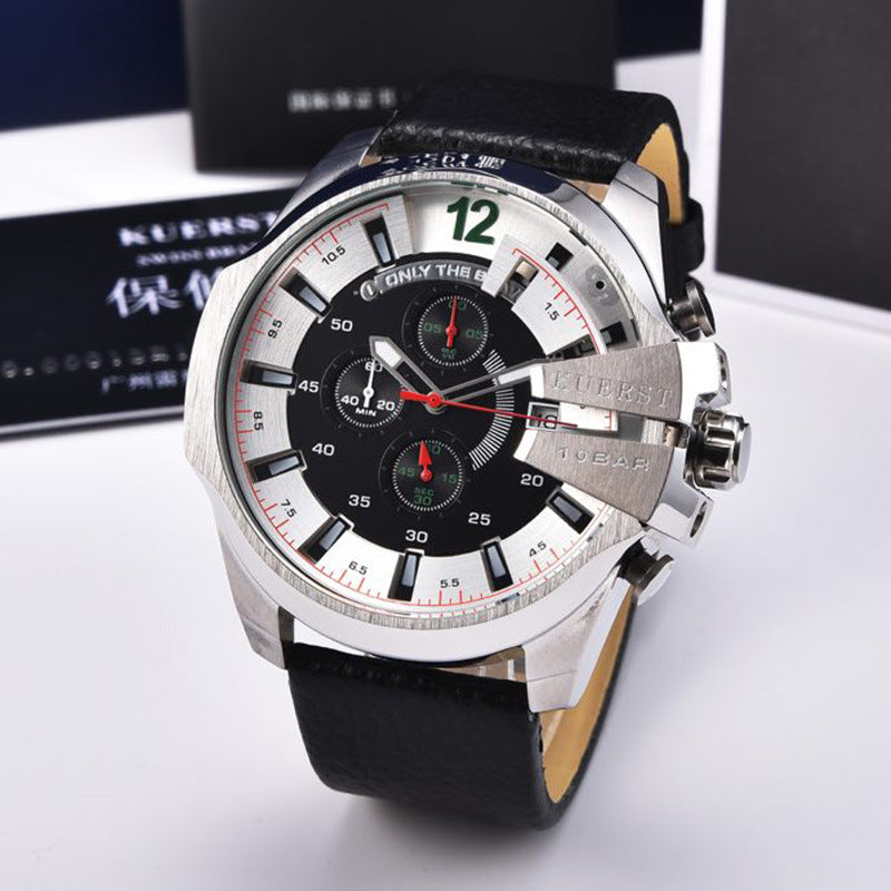 YSYH Mens Sport Watch Men Waterproof Quartz Watch Fashion Leather Strap Chronograph
