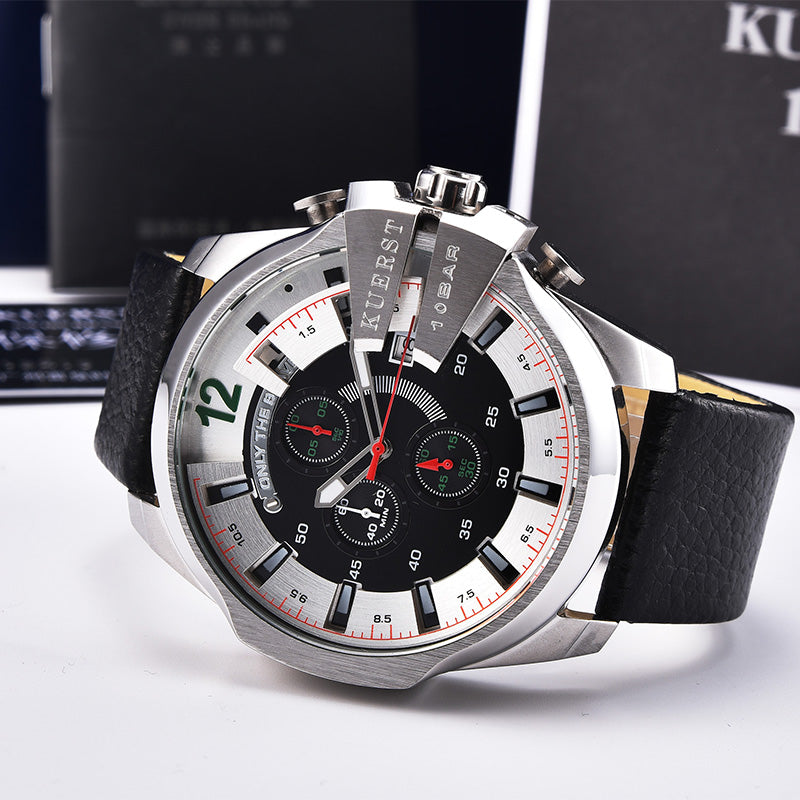 YSYH Mens Sport Watch Men Waterproof Quartz Watch Fashion Leather Strap Chronograph