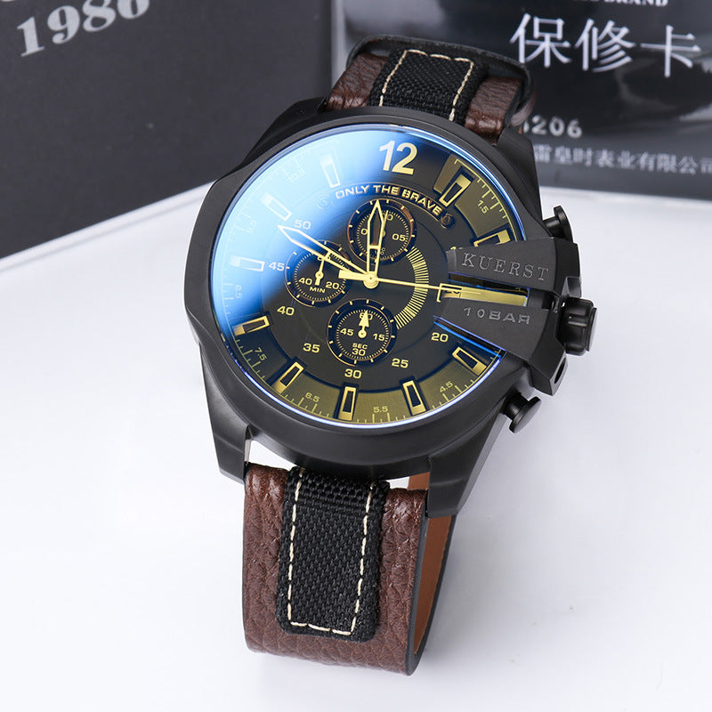 YSYH Mens Sport Watch Men Waterproof Quartz Watch Fashion Leather Strap Chronograph