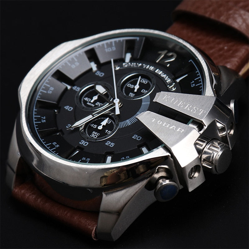 YSYH Mens Sport Watch Men Waterproof Quartz Watch Fashion Leather Strap Chronograph
