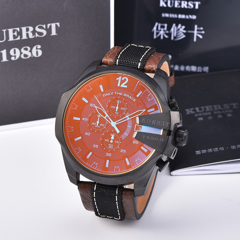 YSYH Mens Sport Watch Men Waterproof Quartz Watch Fashion Leather Strap Chronograph