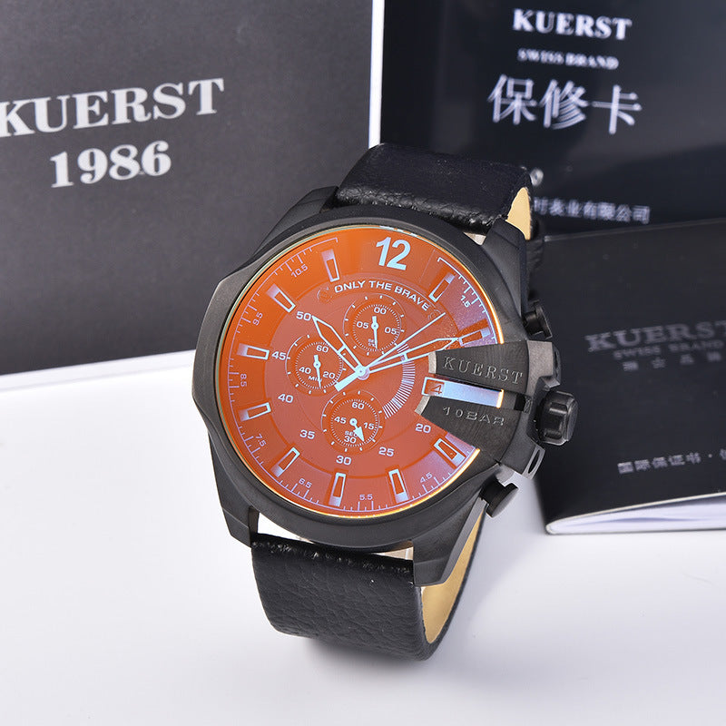 YSYH Mens Sport Watch Men Waterproof Quartz Watch Fashion Leather Strap Chronograph