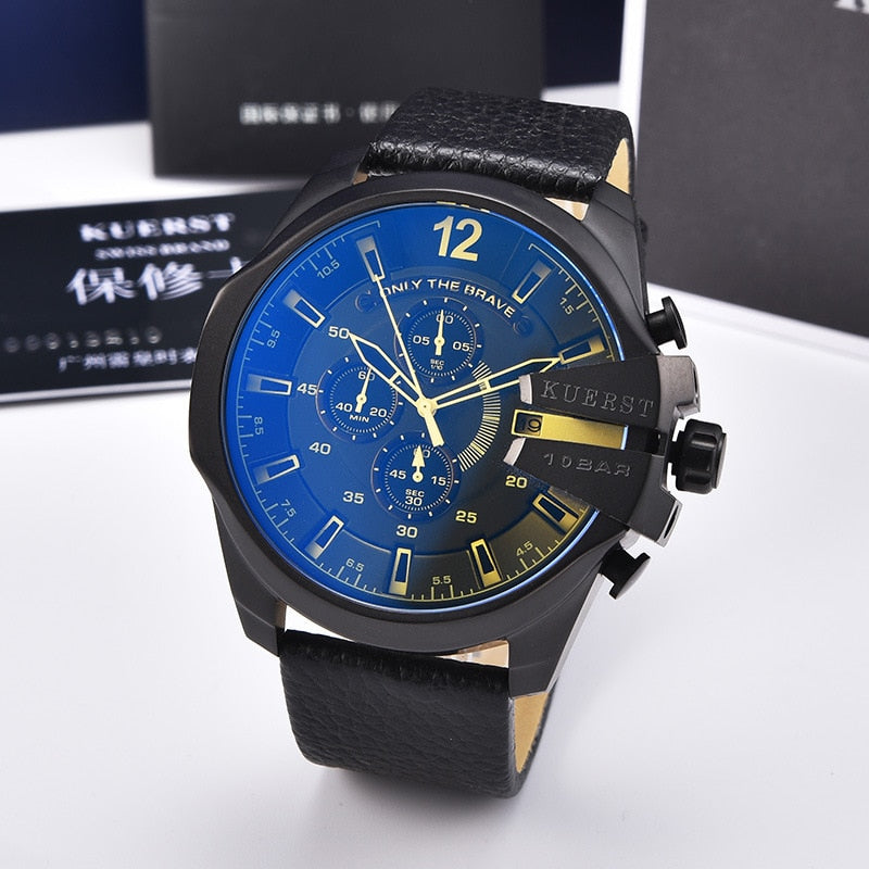 YSYH Mens Sport Watch Men Waterproof Quartz Watch Fashion Leather Strap Chronograph